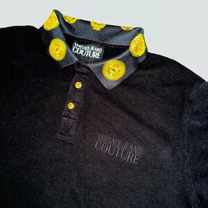 RARE Versace Jeans Couture Medusa Coin Collar Polo Shirt Vintage Y2K XL